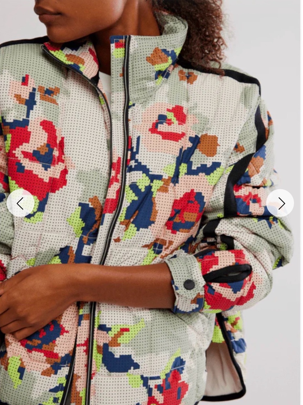 FP Movement Pippa Packable Printed Puffer Jacket Cross Stitch Floral L NWT - Picture 3 of 9